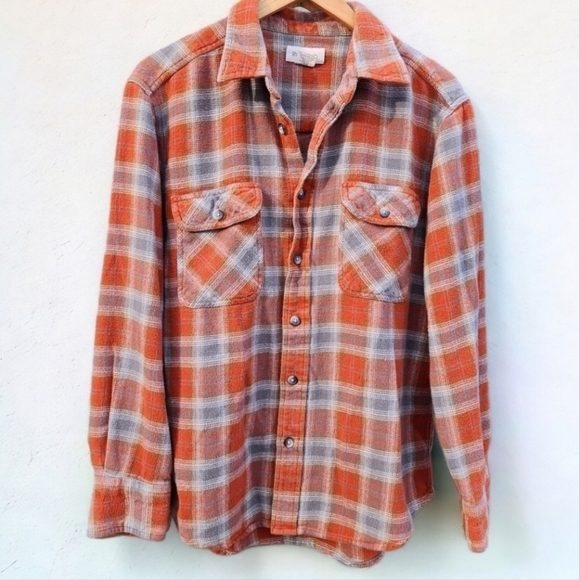 Ruff Hewn Other - Ruff Hewn | Orange & Gray Plaid Flannel Shirt Jacket Shacket Mens Medium M